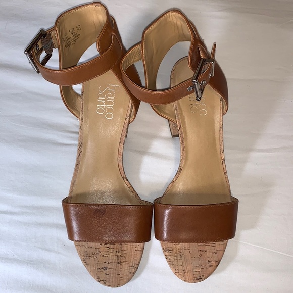 Franco Sarto | Shoes | Franco Sarto Melody Brown Leather Upper Cork Heels  85 | Poshmark
